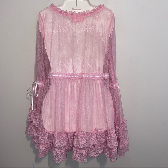 Dolls Kill Sugar Thrillz Dress Size Medium Real Divinity Pink Lace Babydoll - Picture 9 of 14